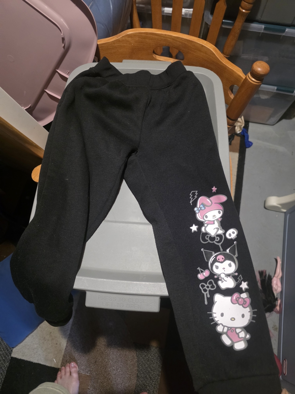 Sanrio Black Leggings with Pink & White Character Print